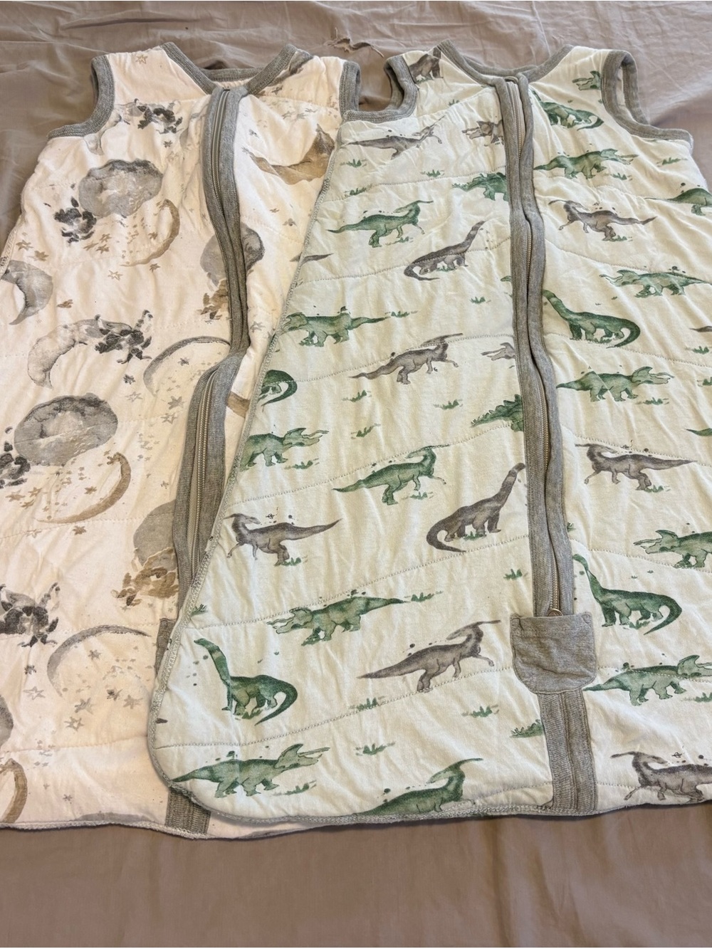 Burt's Bees bundle of 2 Sleep Sack Dino Print moon and stars